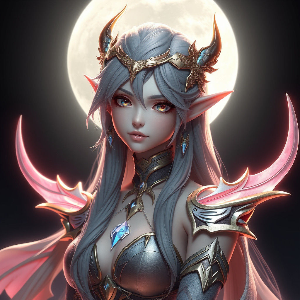Detailed 3D Anime Art of a Moon Elf
