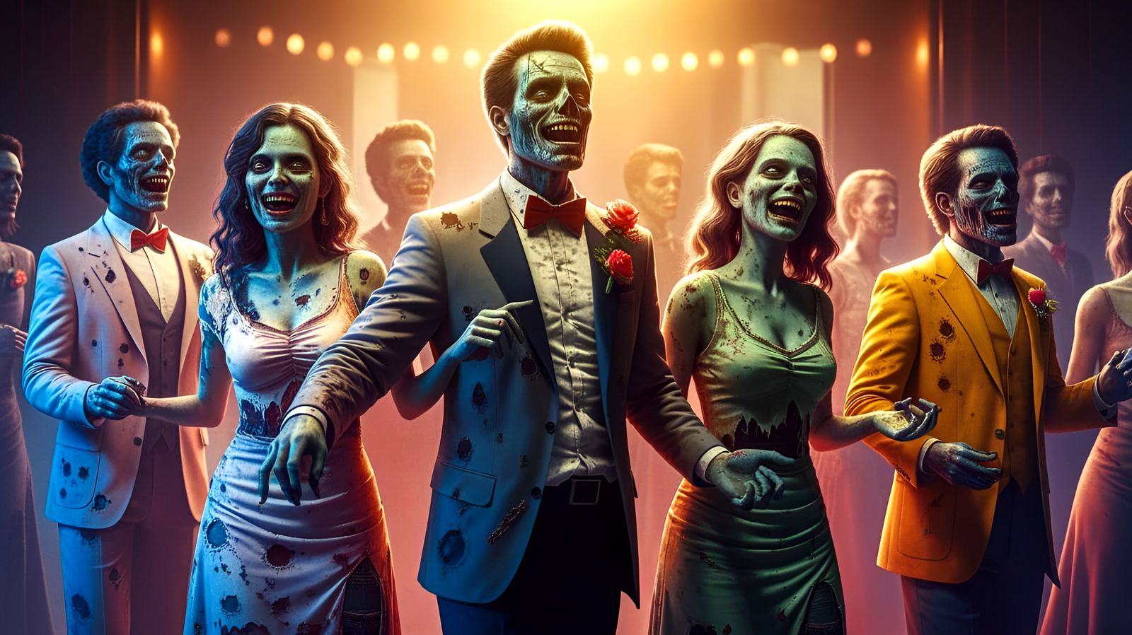 Zombie Prom Night Thriller Dance Matte Painting