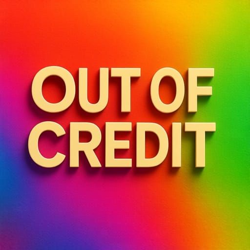 Out of Credit Text Art on Colorful Background