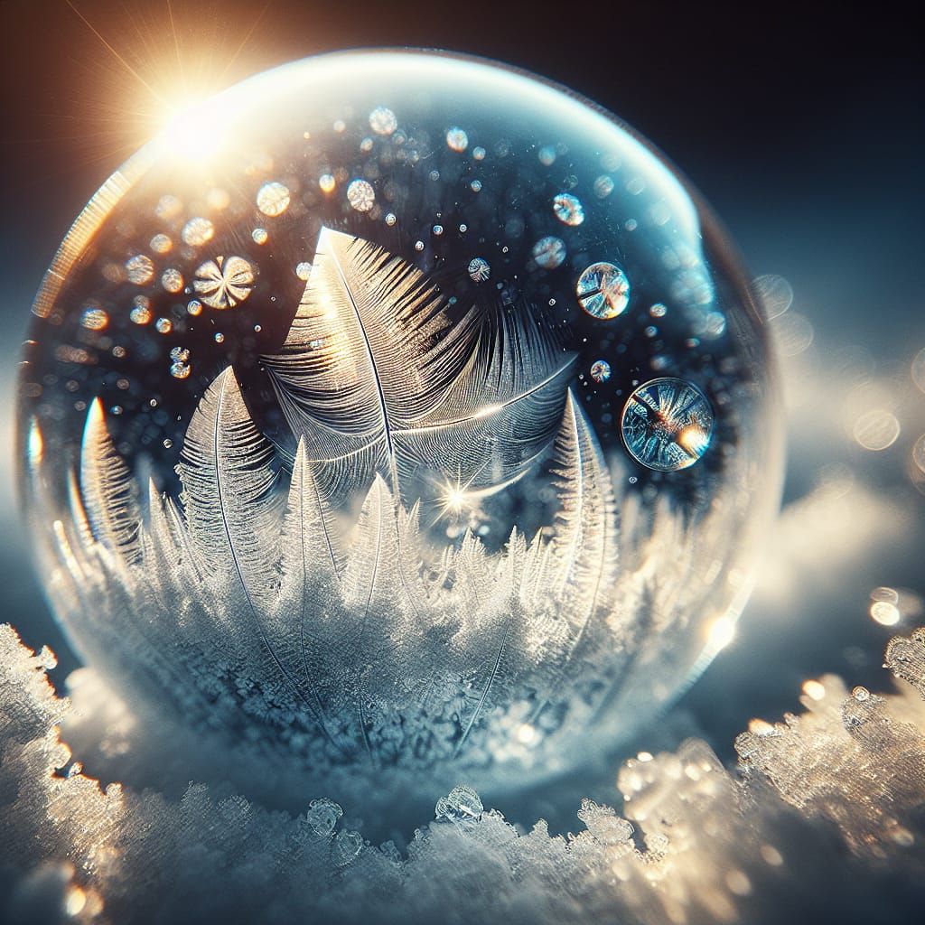 Frozen Bubble on Snow: Macro Photography in Winter