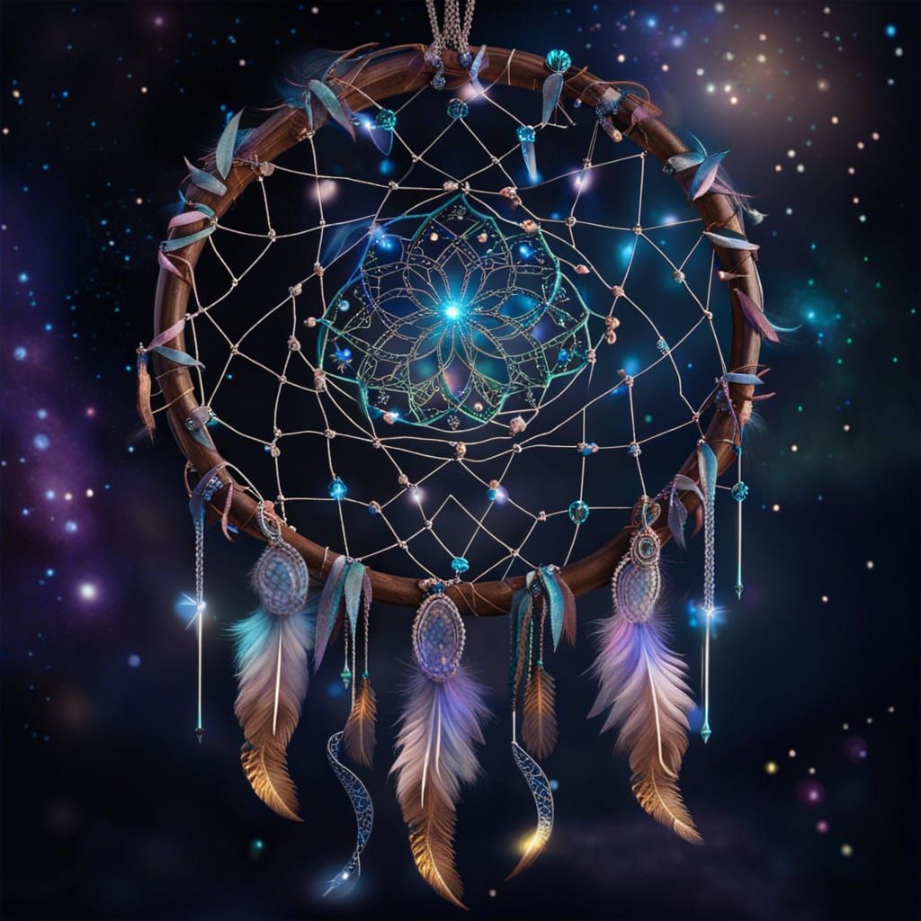 Celestial Dreamcatcher with Shimmering Charms and LED Lights