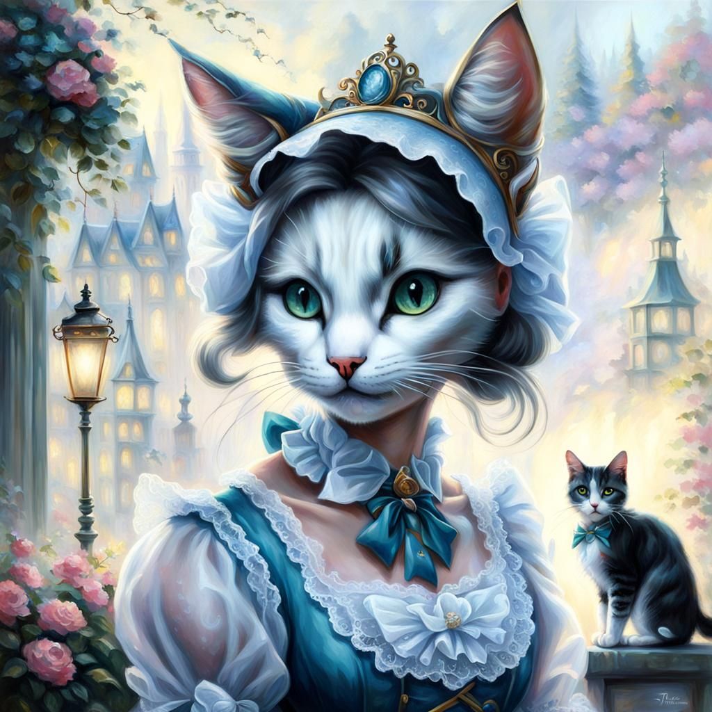 Ethereal Cat Girl Maid Portrait in Fantasy Style