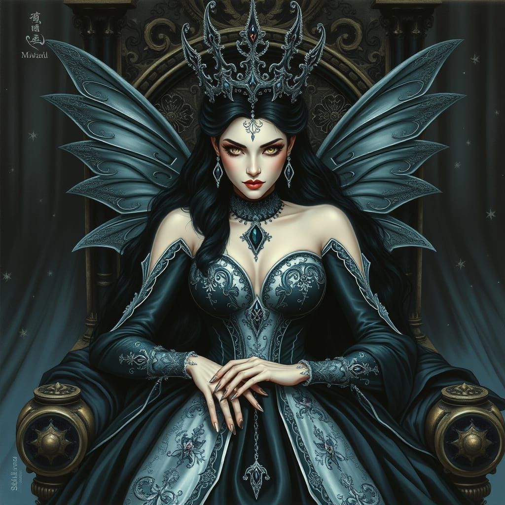 Ethereal Winter Queen of the Fae in Midnight Black Silk and ...