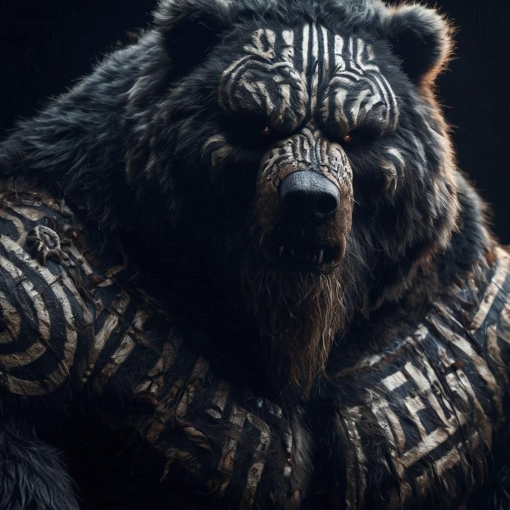 Ominous Kodiak Bear Barbarian in Shadow
