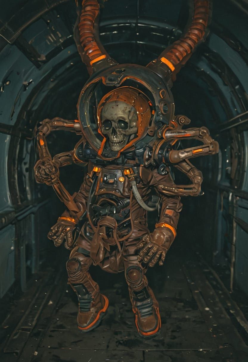 Astronaut in a Desolate Space Station