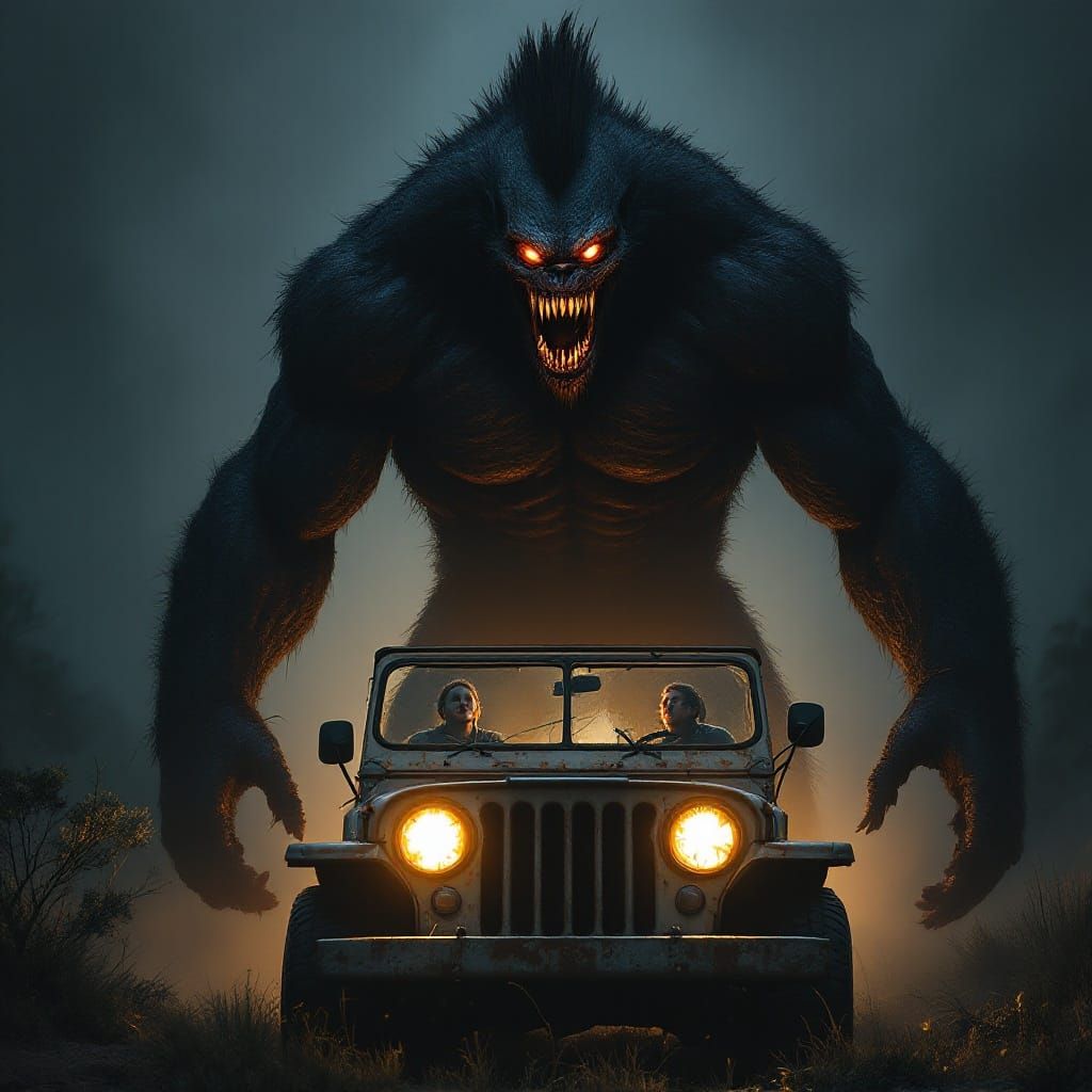 Towering Yowie in Headlights, Gritty Realism