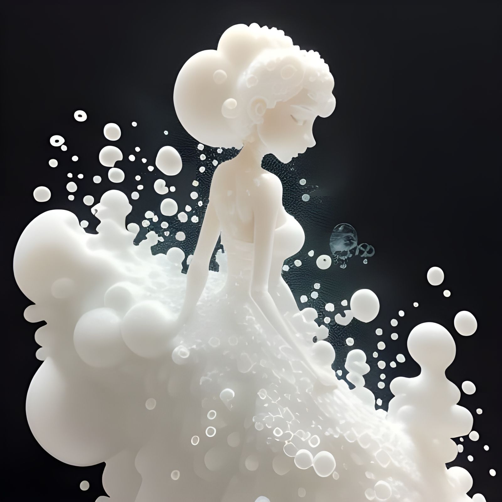 Foam Detergent Bubbles Sculpture of a Standing Man