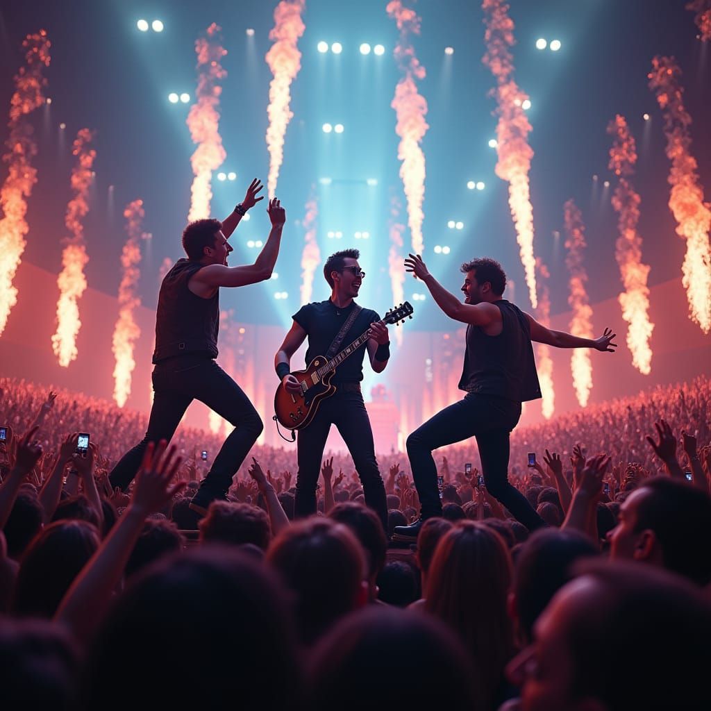 Rock Band Live Performance in Dreamlike Setting