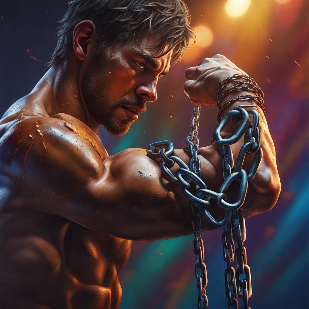 Chained Arm in Hyperrealistic Splash Art Style