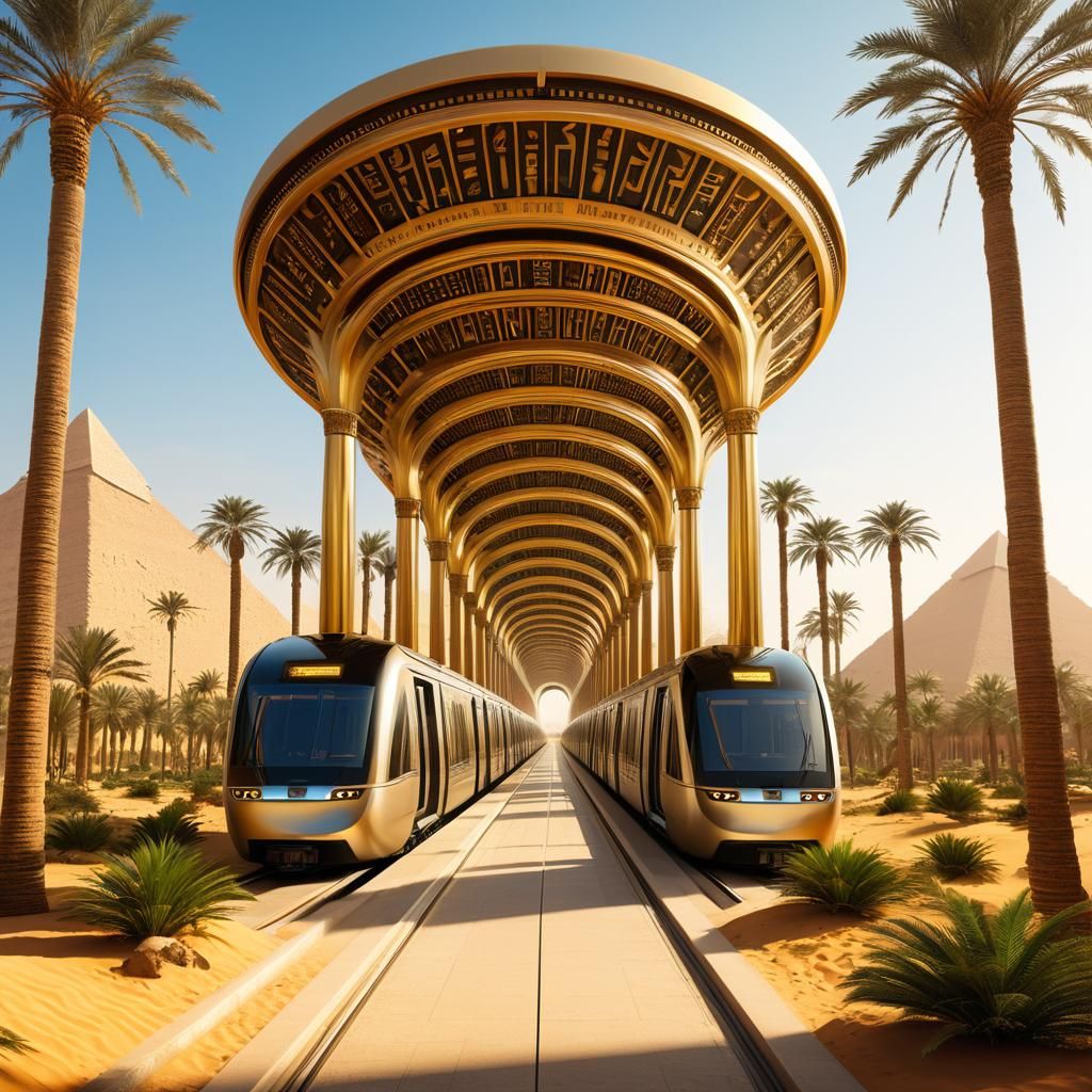 Futuristic Desert Metro in Egyptian Style