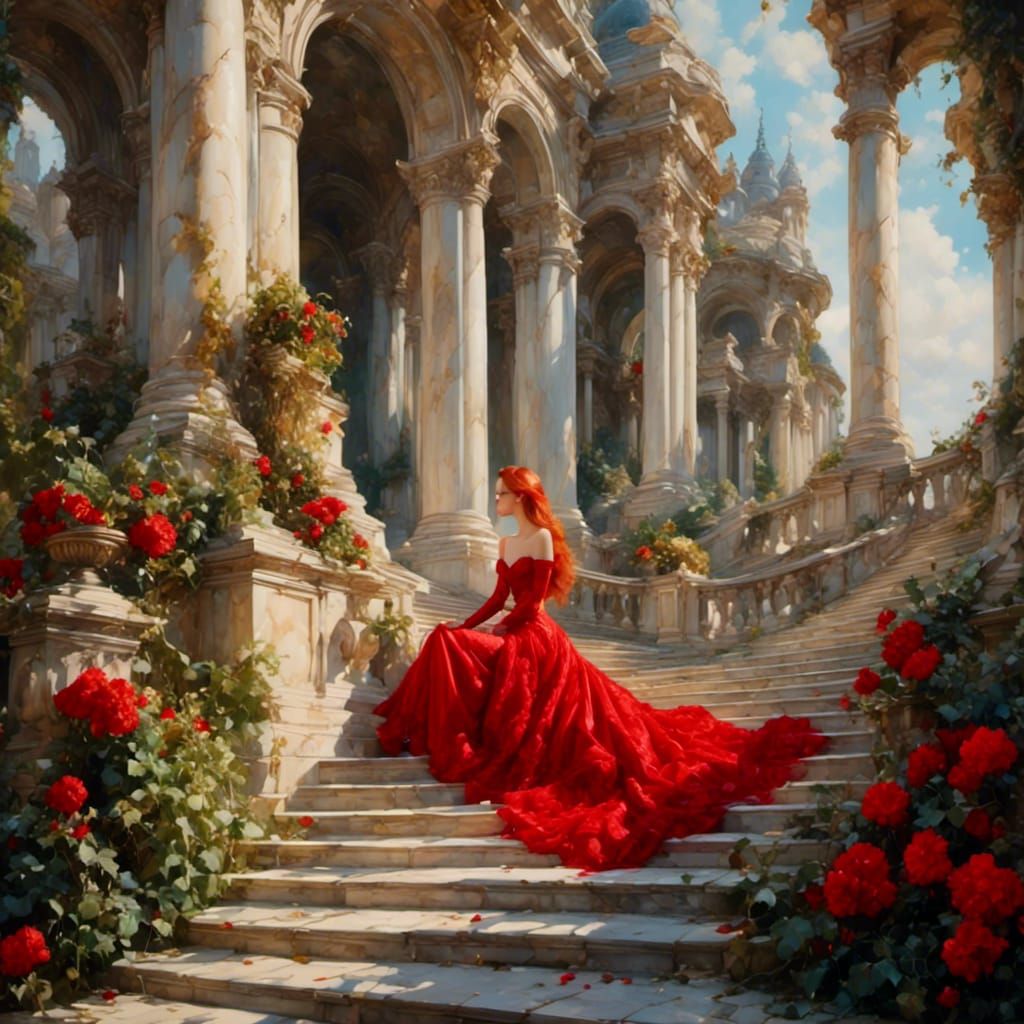 King and Princess Kiss in Fantasy Castle