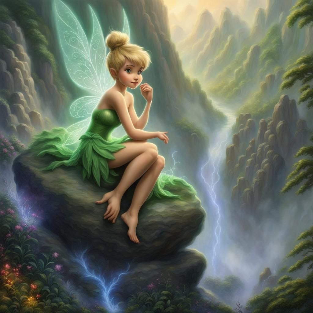 Adult Tinkerbell Emitting Green Magic in 3D