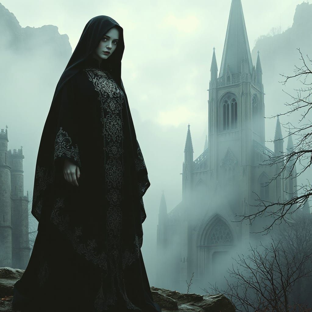 Gothic Cathedral Figure in Mysterious Elegance