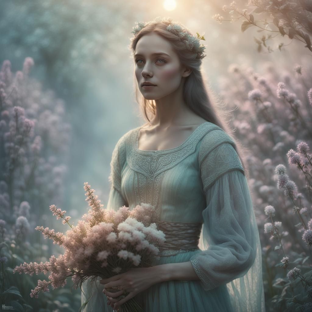 Ethereal Fantasy: Guinevere in a Mystical Garden