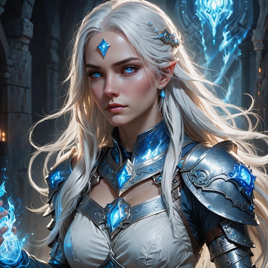 Fantasy Mage with Glowing Amulet in Digital Painting Style