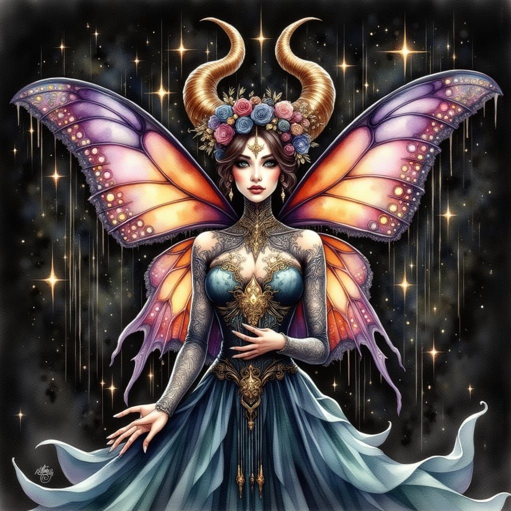 Elegant Dragon Lady in Whimsical Journal Page