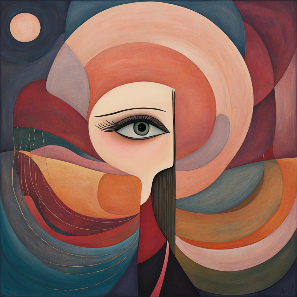 Minimalist Surrealism: Woman in Art Brut Style