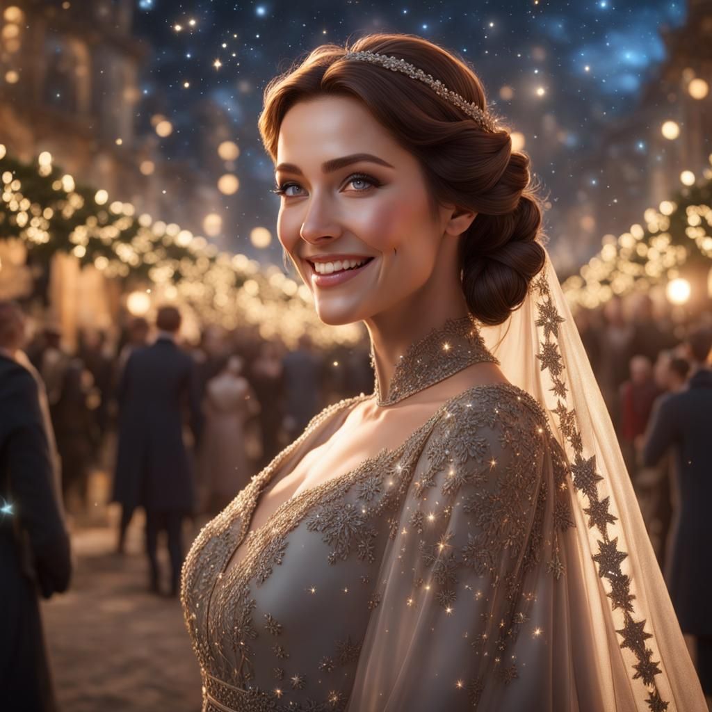 Festive Woman's Portrait in Christmas Star Setting