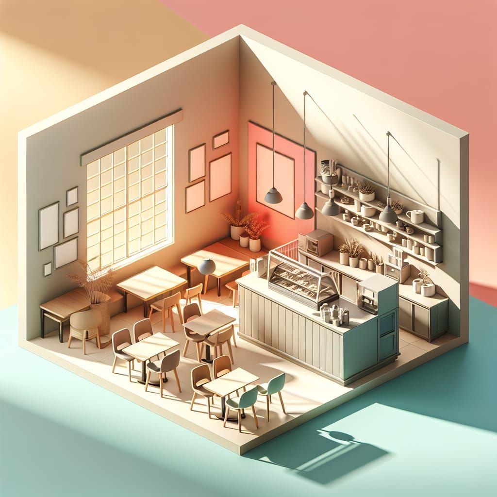 Scandinavian Cafe in Earthy Pastel Tones