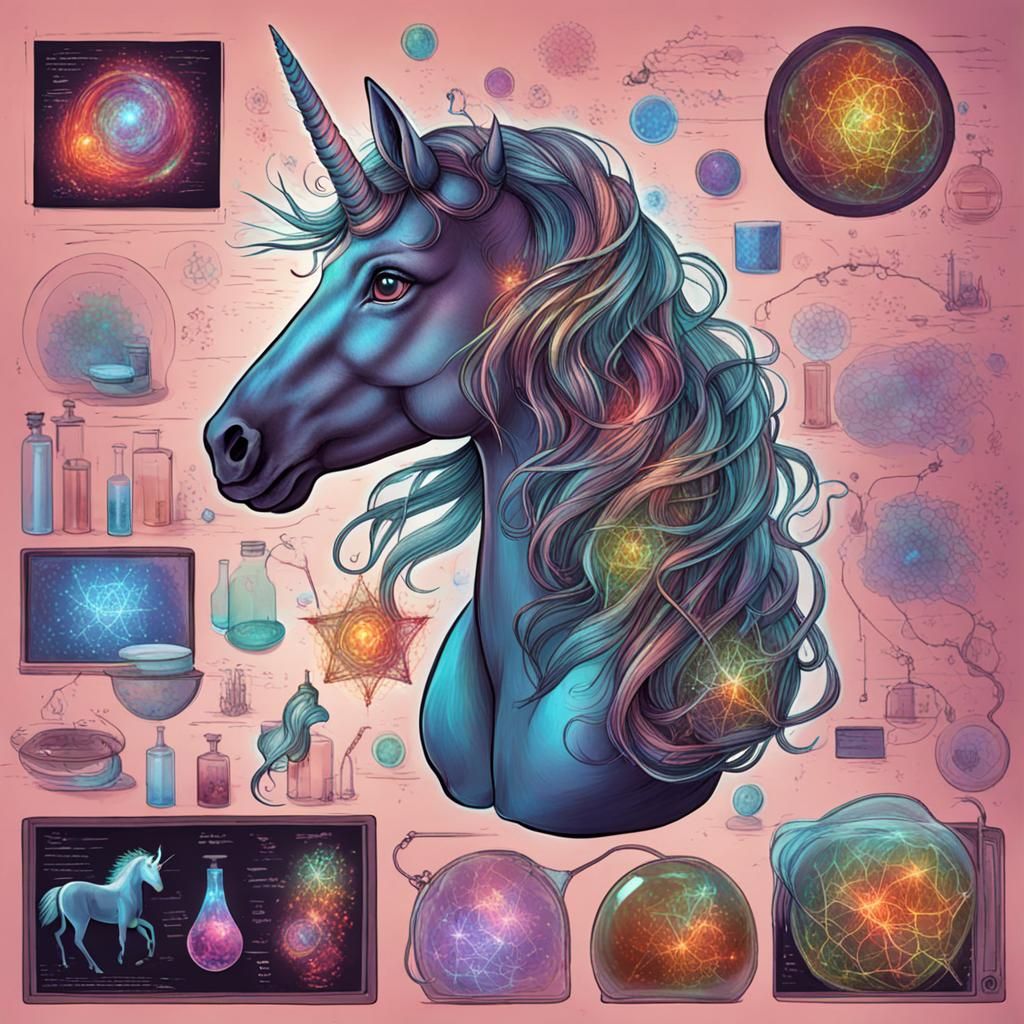 Hologram Unicorn in Science Laboratory