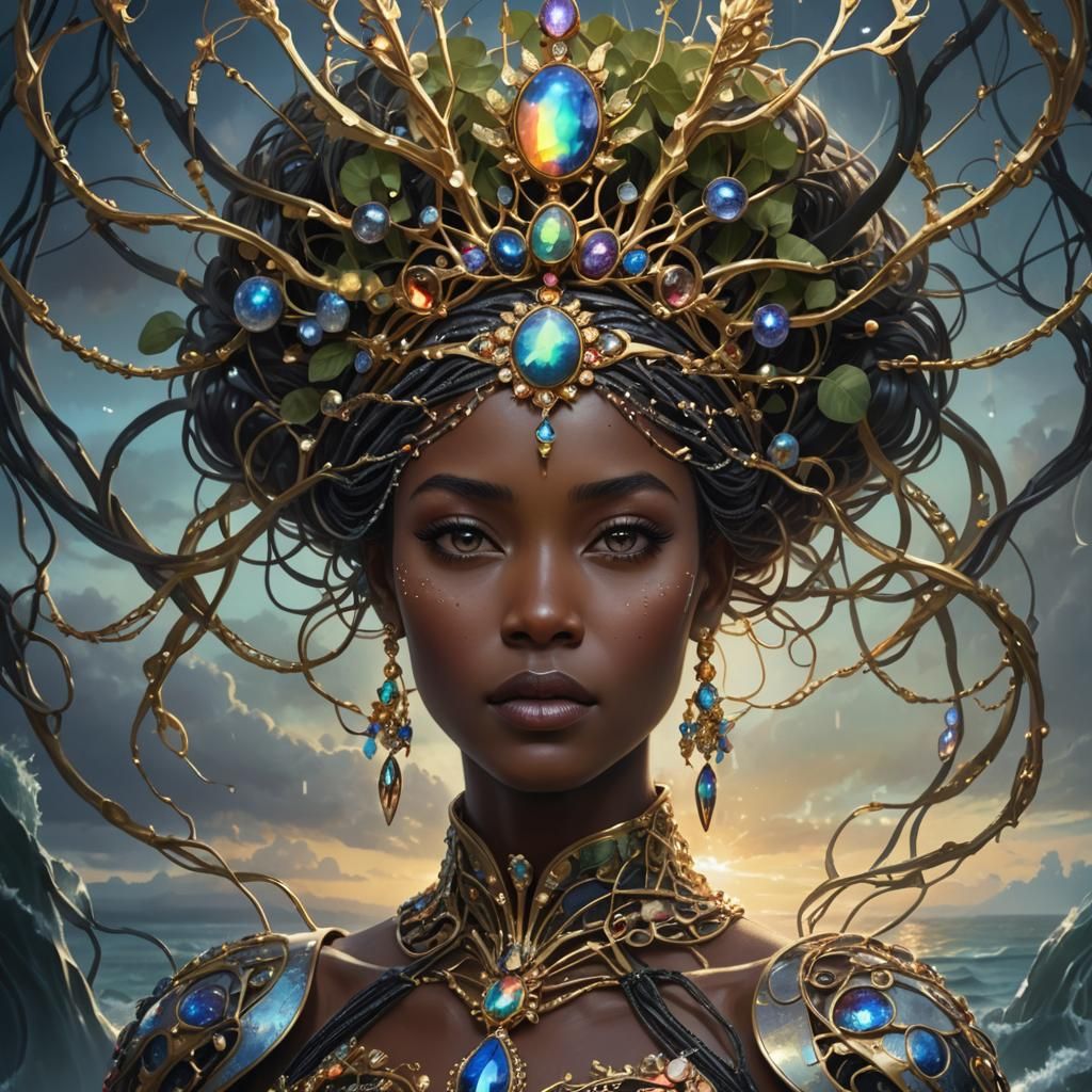 Futuristic Space Princess with Jeweled Crown