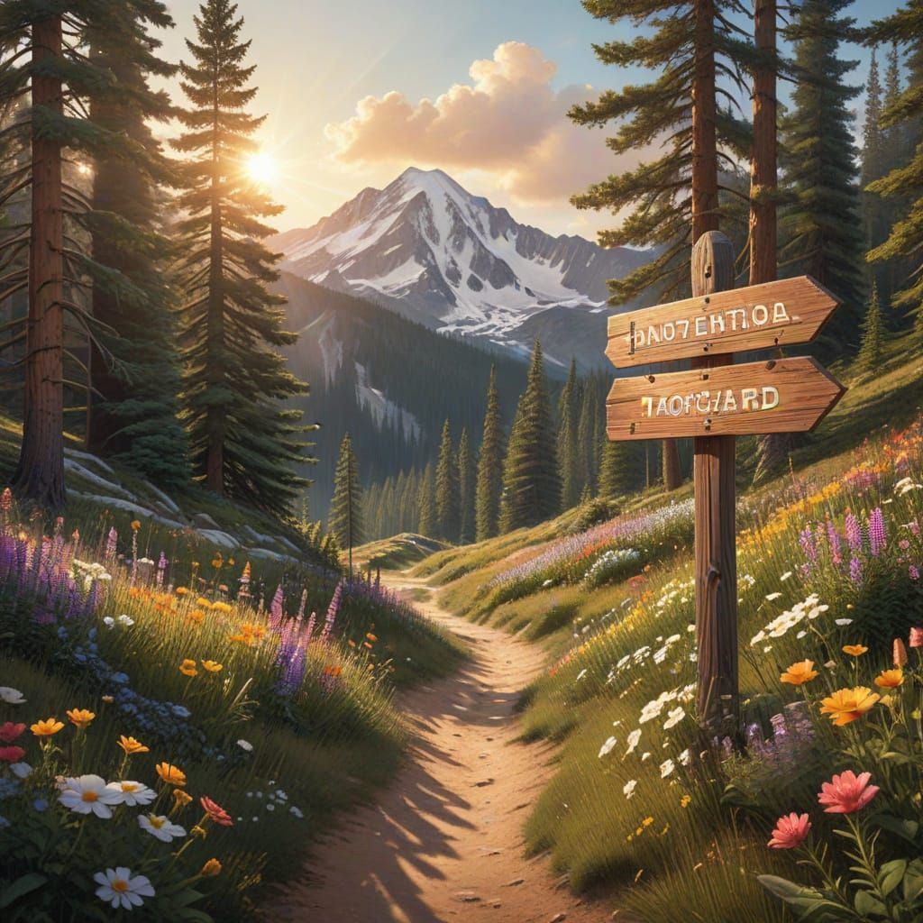 Mountain Trail Hike Scenic Travel Poster Art