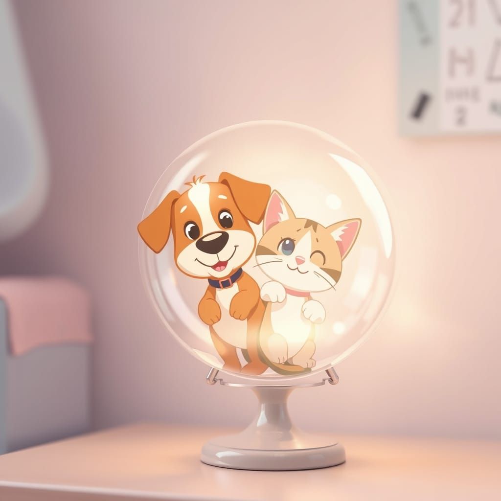 double exposure of a clear light globe with a whimsical cart...