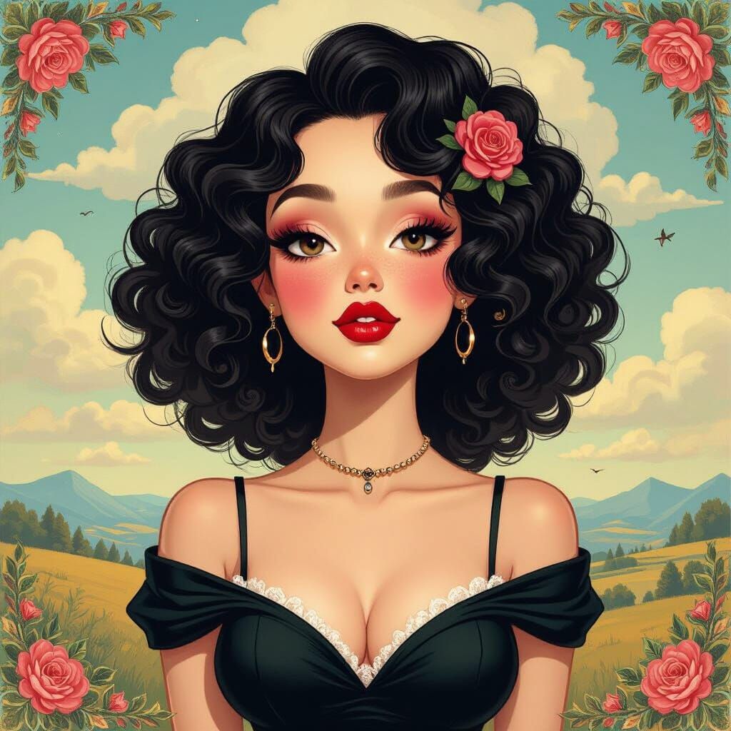 Surreal Woman in Dreamlike Pop Art Style