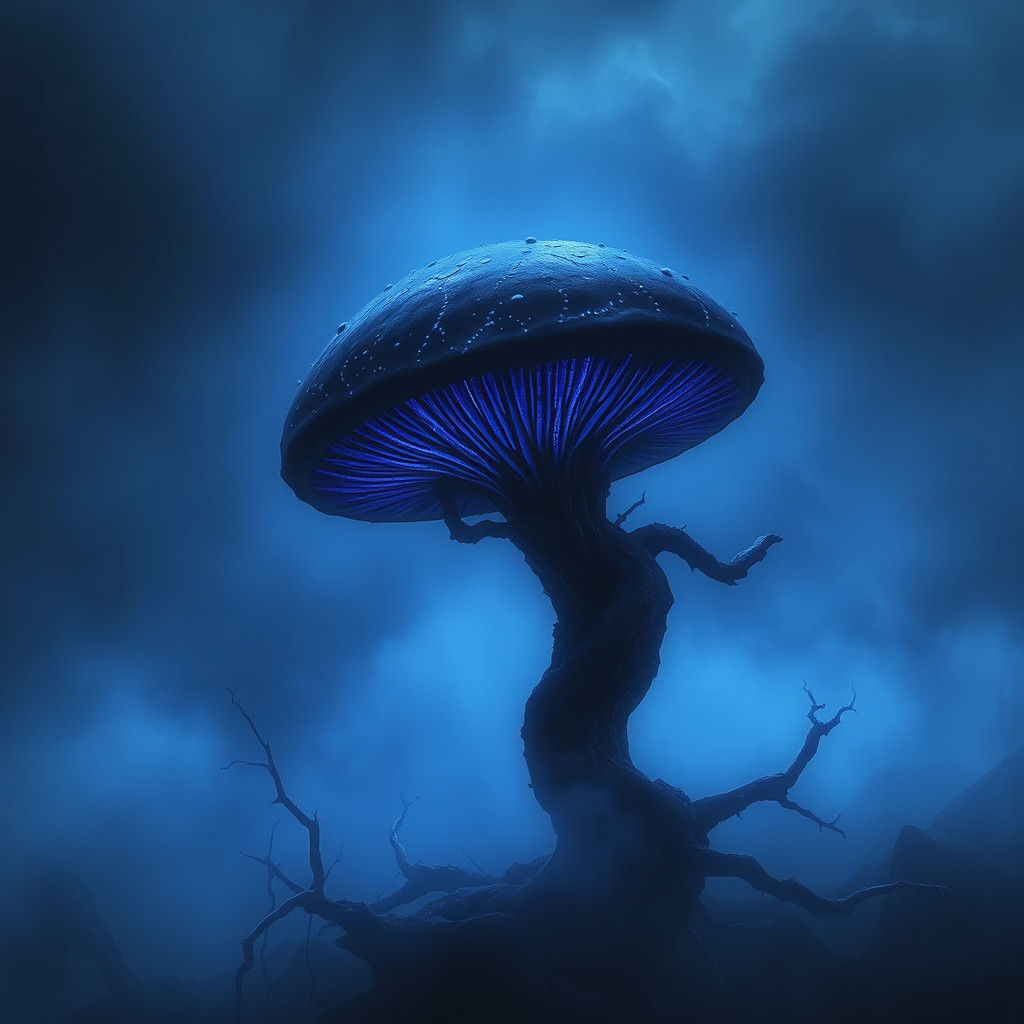 Mysterious Mushroom in Dark Surrealism Style