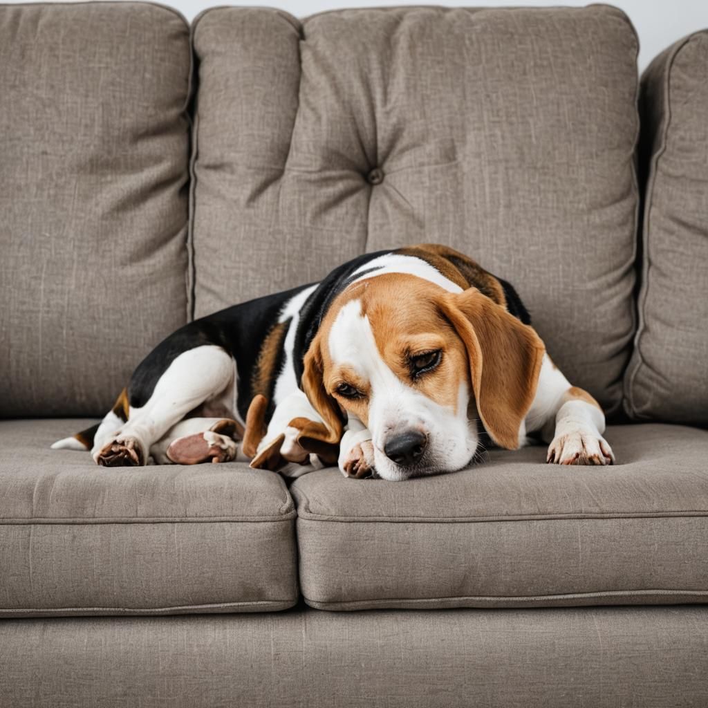 Beagle Asleep: A Cozy Sofa Scene
