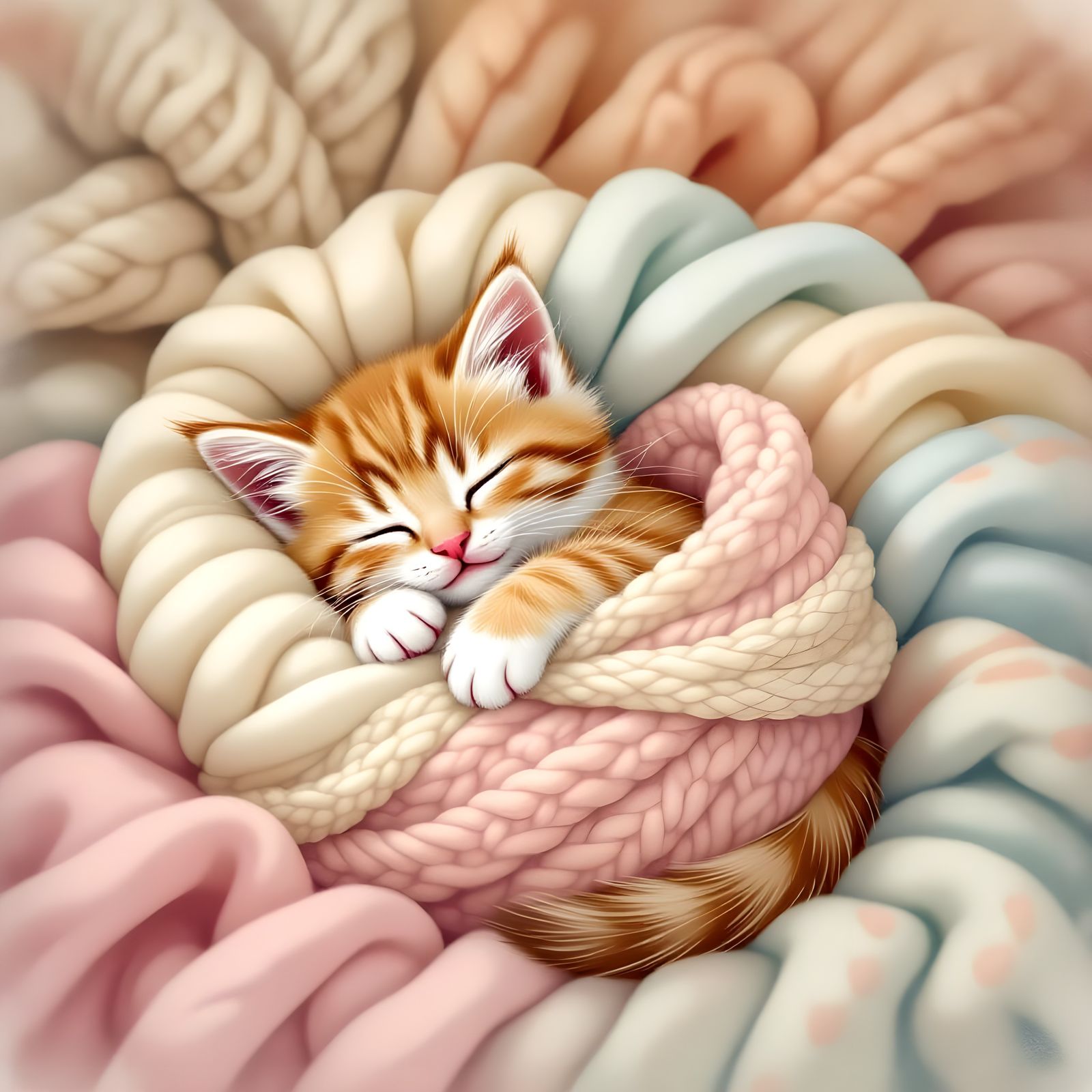 Cute Kitten Sleeping Peacefully