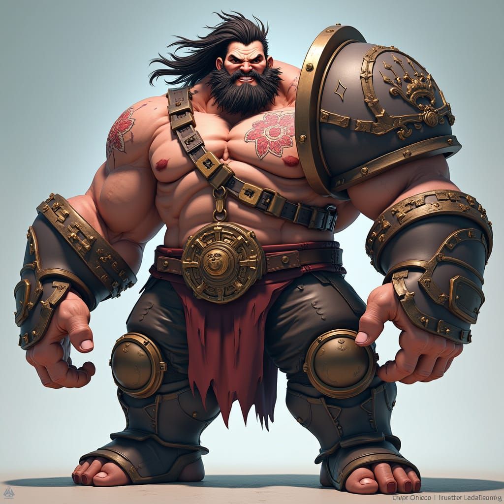 Anime-Style 3D Rendering of a Giant Philistine Warrior