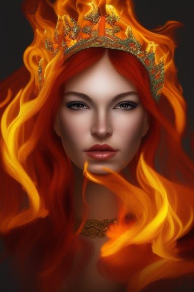 Fire Goddess Portrait in Rococo Style