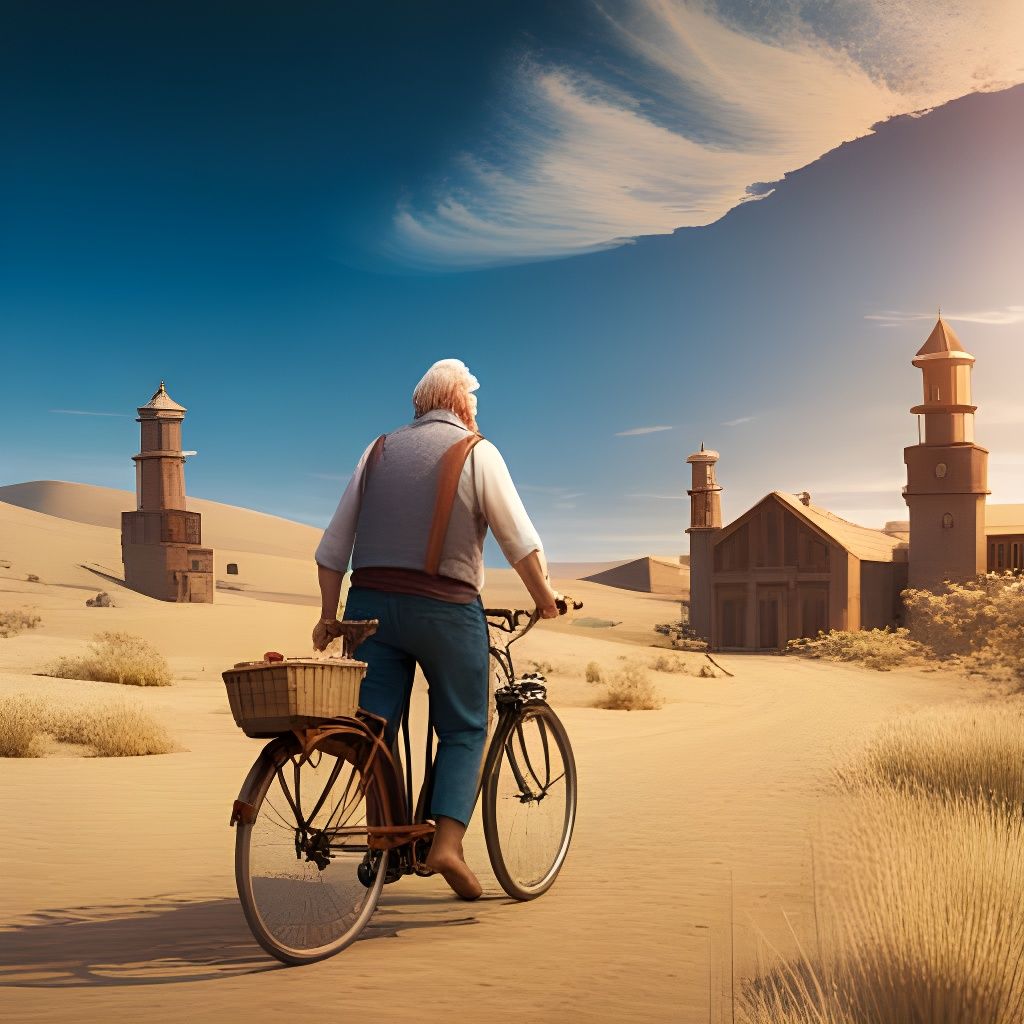 Old Man and Bicycle: Fantasy Concept Art