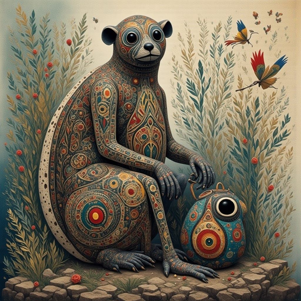 Abstract Doll Characters in Peppermint Snow Style