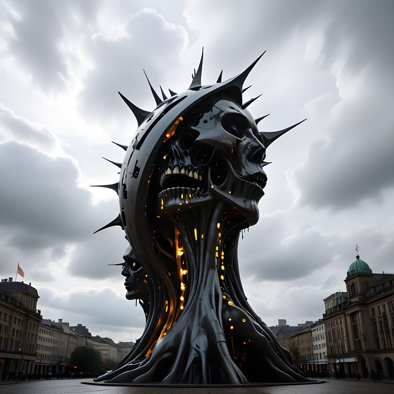 Berlin Square, Abstract sculpture expresses the world's fear...