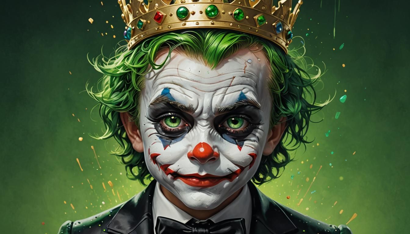 Hyperrealistic Little Joker Boy with Crown