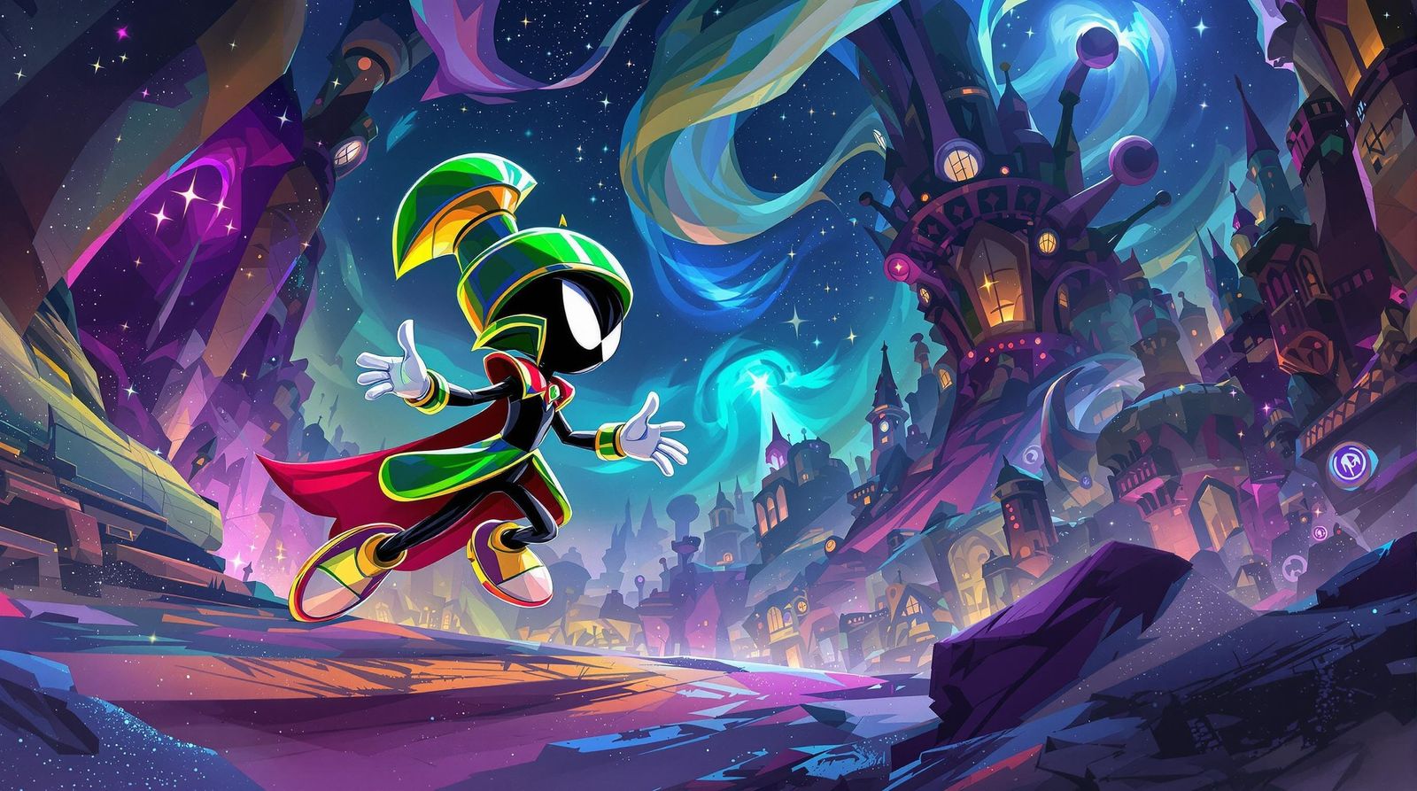 Martian Explorer in Whimsical, Dreamlike Landscape