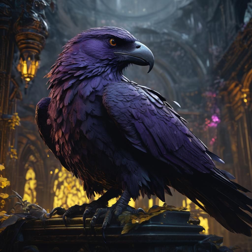 Hyperdetailed Crow in Dark Fantasy Style