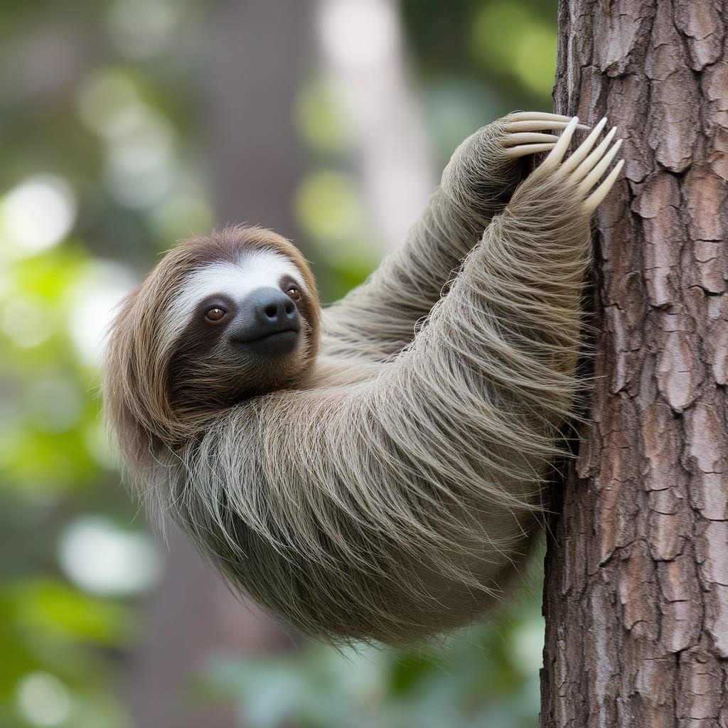 Surreal Forest Sloth in a State of Blissful Torpor