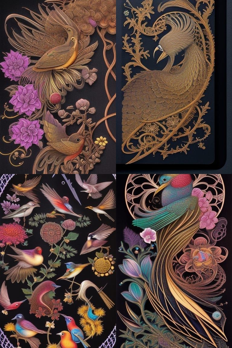 Arabesque: Colorful Birds and Flowers in Magic Realism