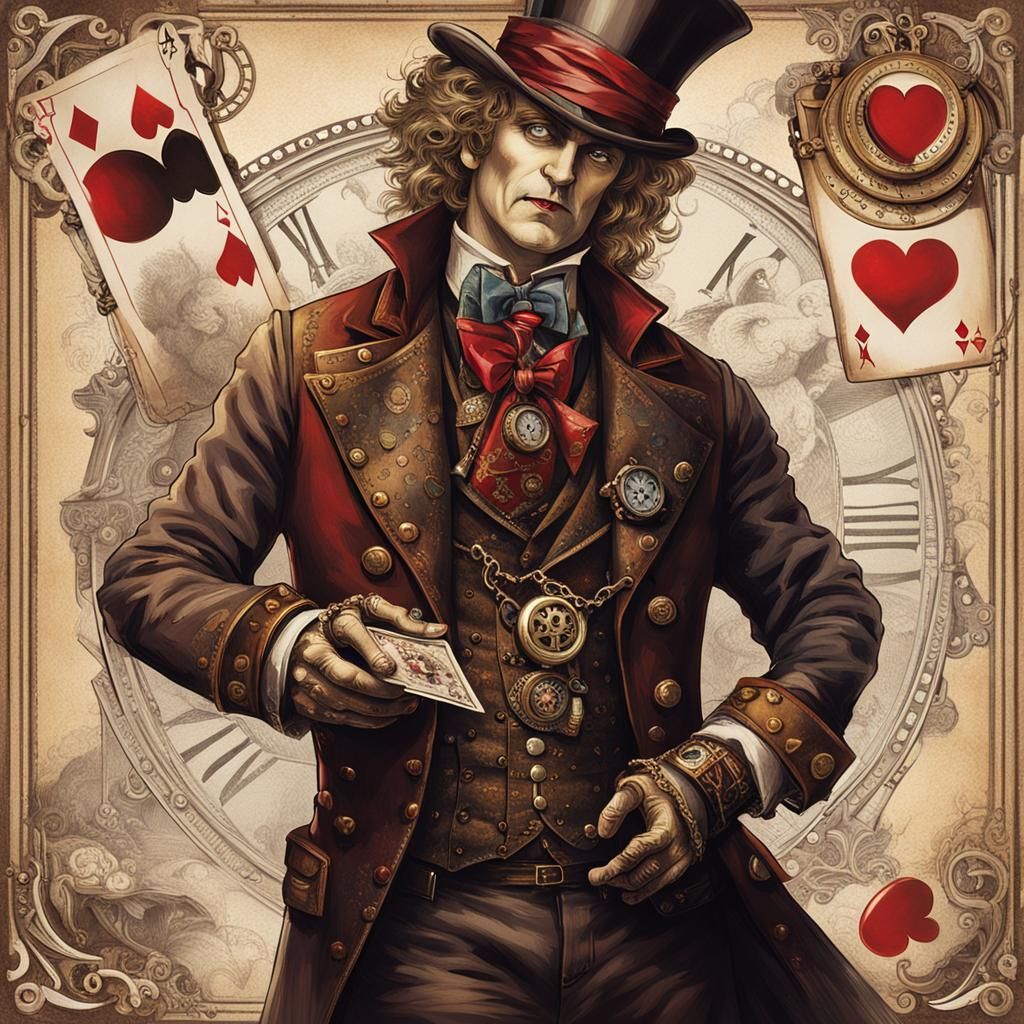 Steampunk Mad Hatter with Queen of Hearts