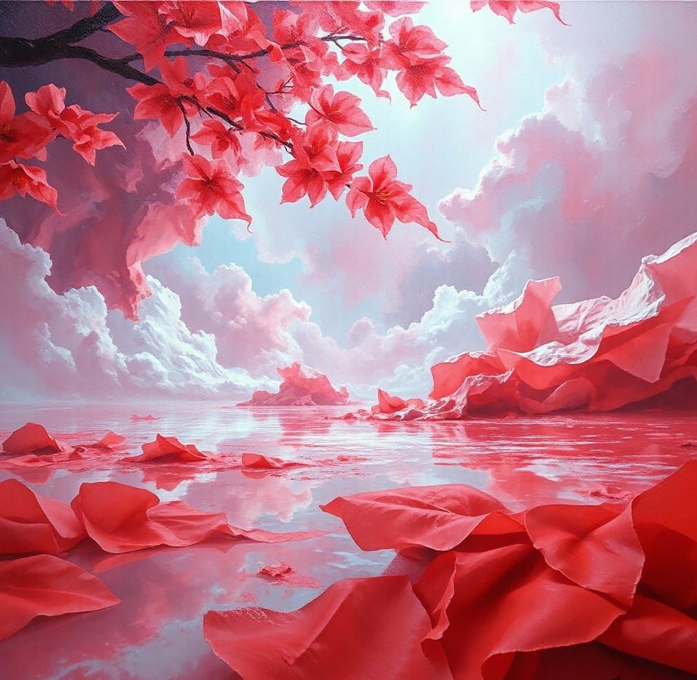 Pale Satin Paradise Abstract Surreal Art