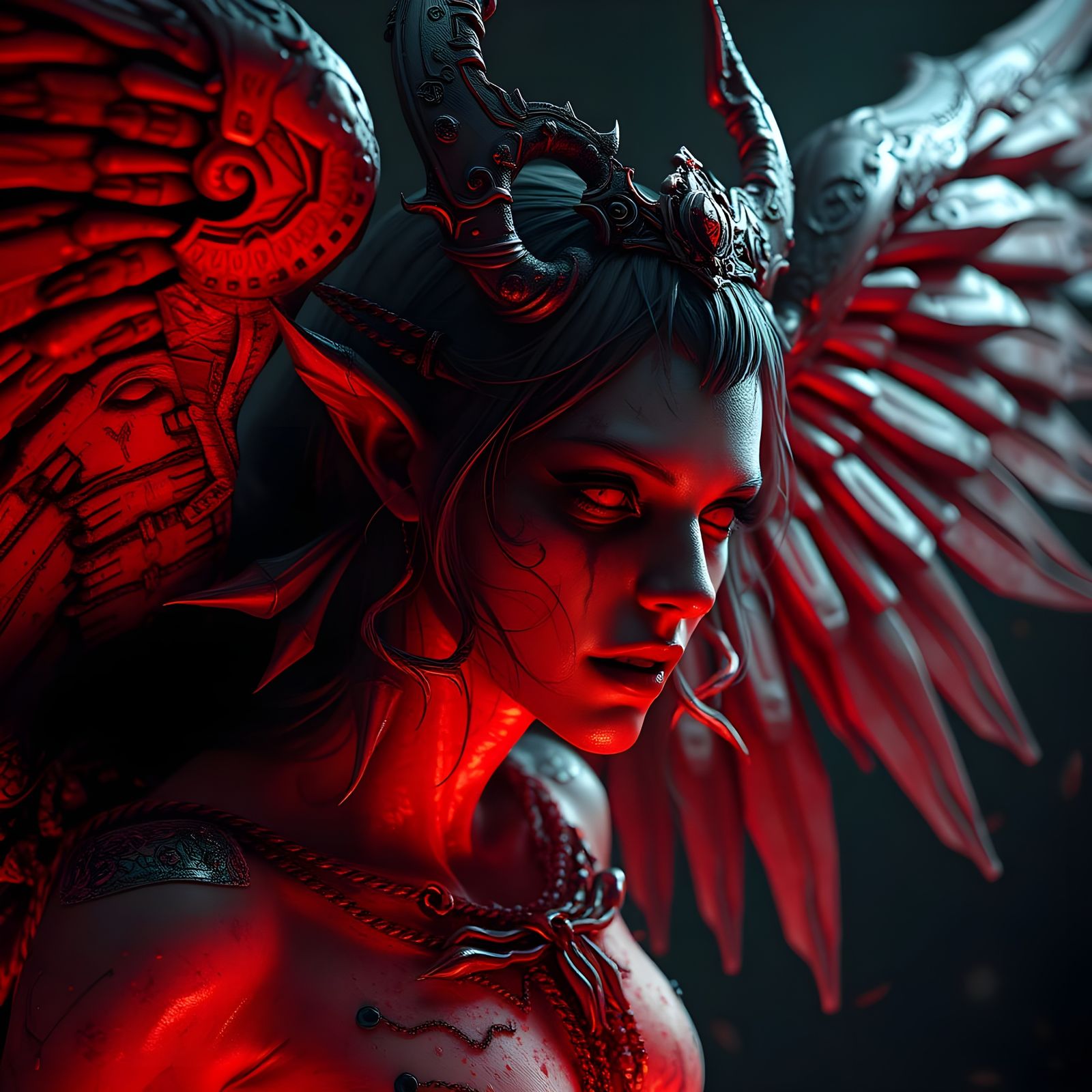 Surreal Bloody Angel in Detailed 3D Anime Art