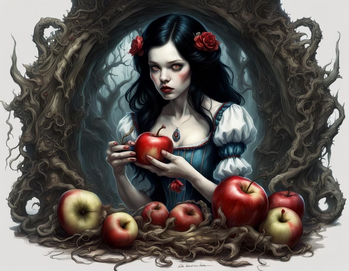 Snow white eating poison apple