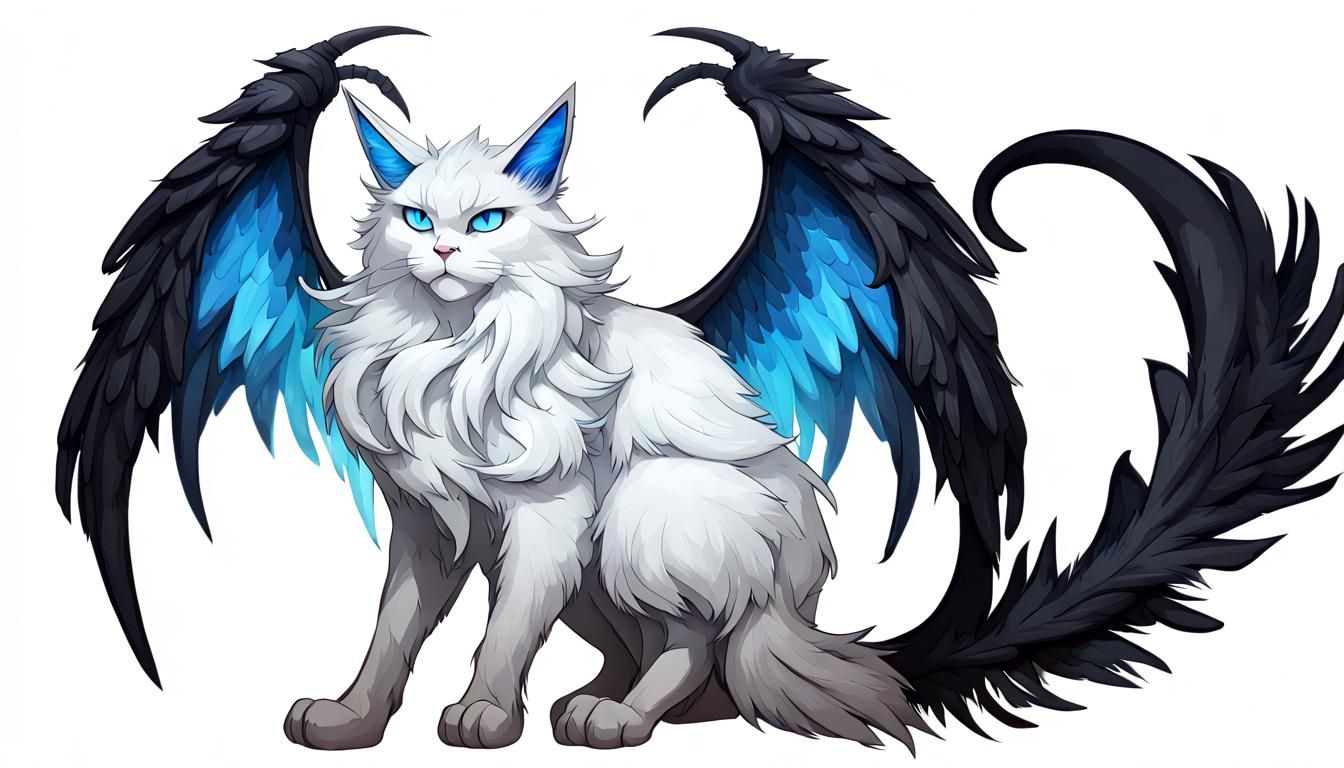 Cute Demon Cat with Scorpion Tail and Wings