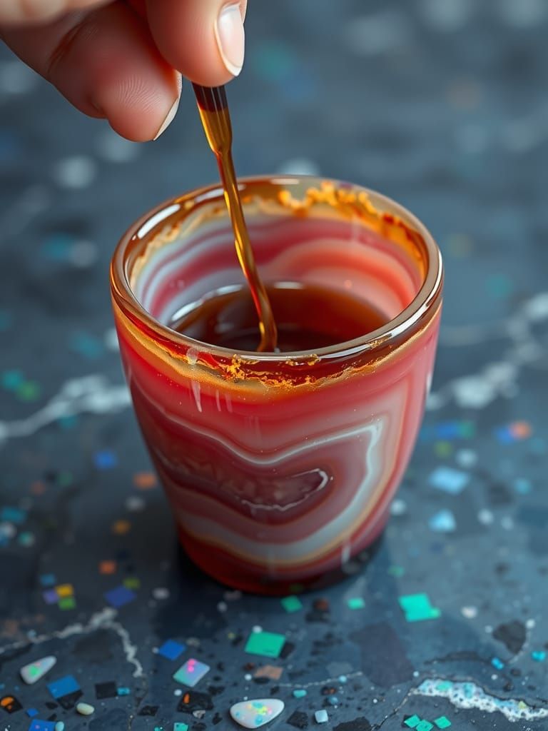 Agate Cup with Tourmaline on Opal Table