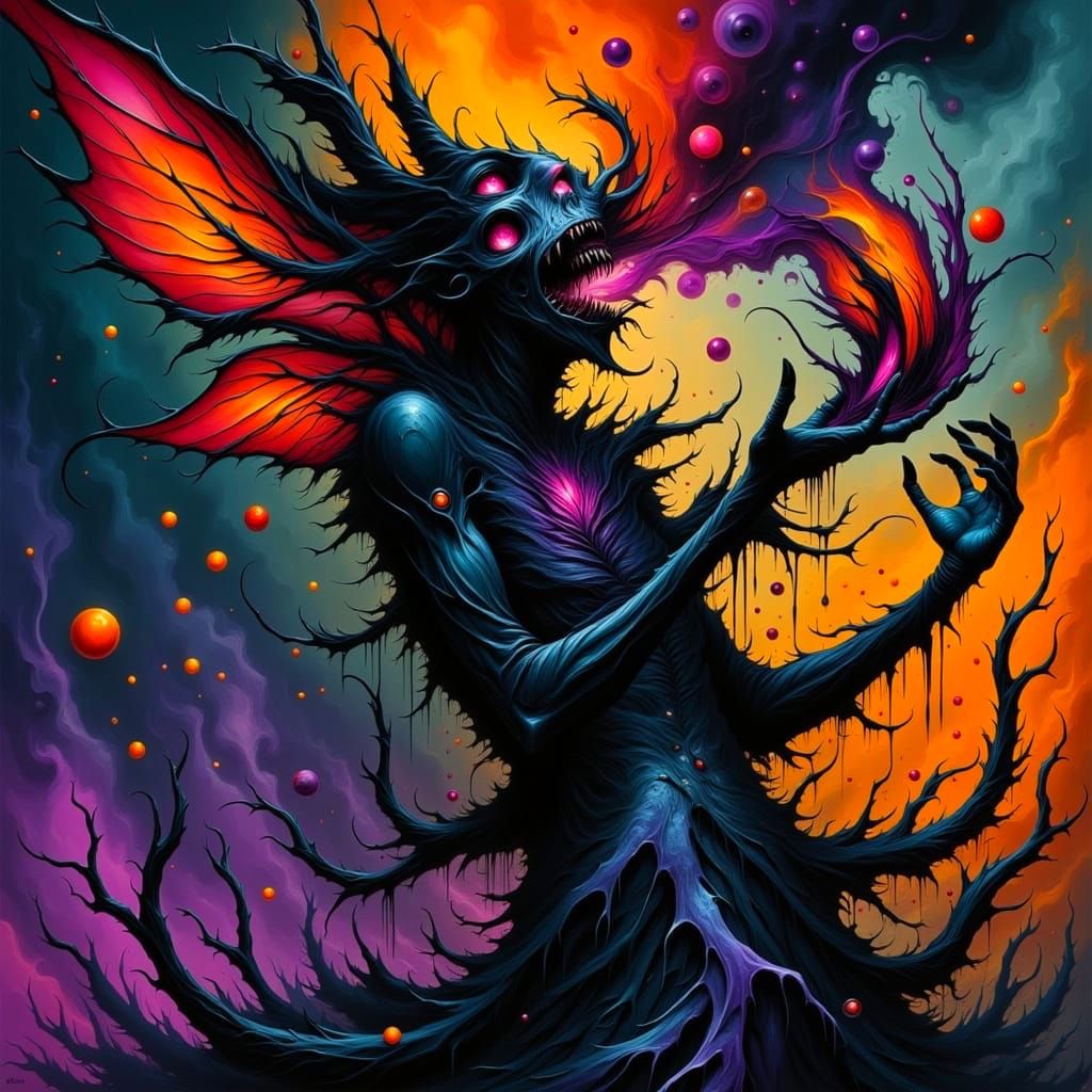 Surrealist Nightmare of Shattered Soul in Dark Abstract Scen...