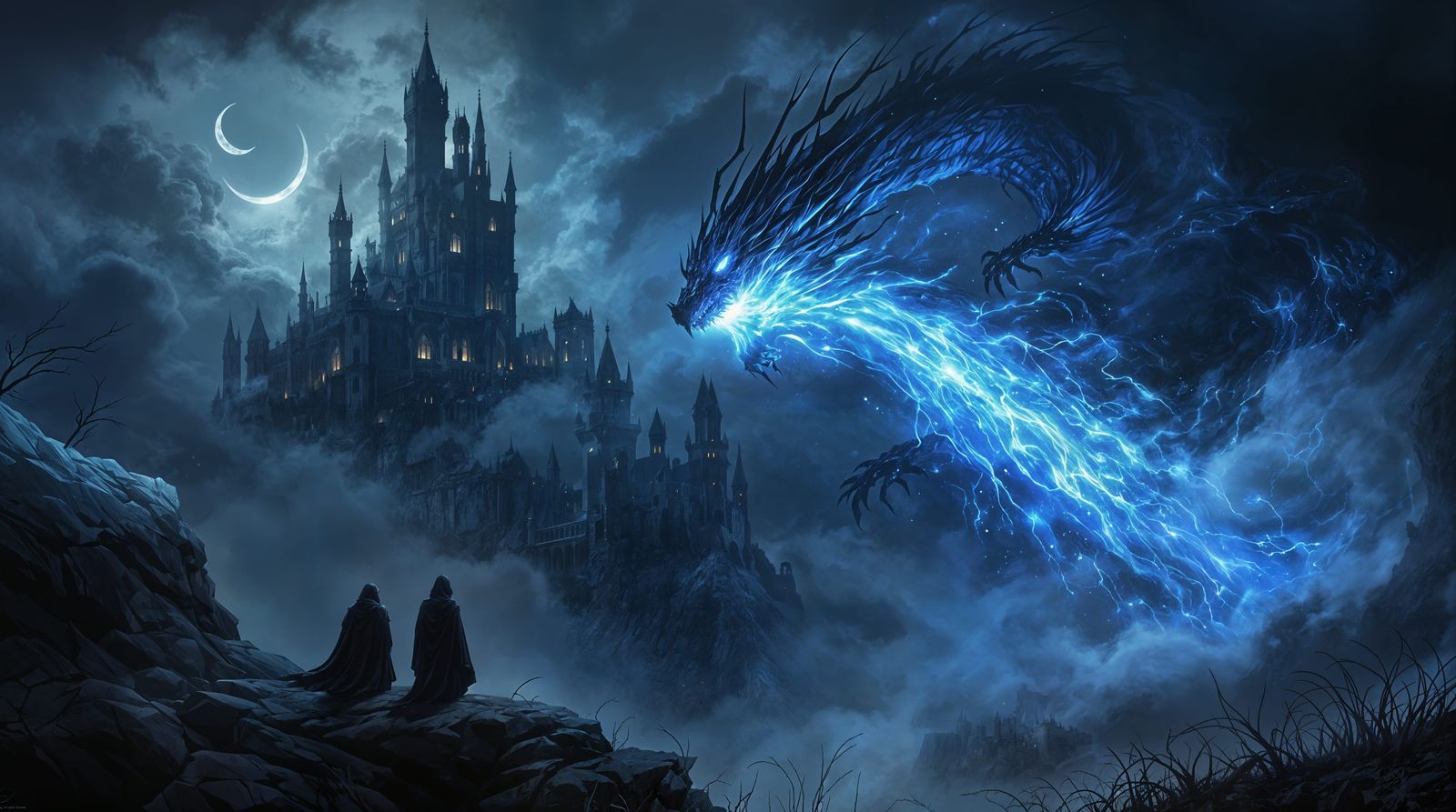 Gothic Shadows Engulfed by Majestic Dragon