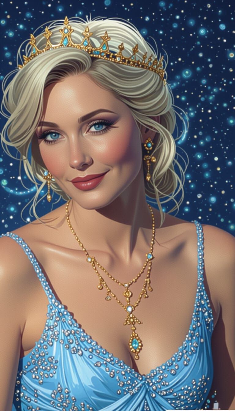 Astral Queen in Cosmic Holographic Illustration